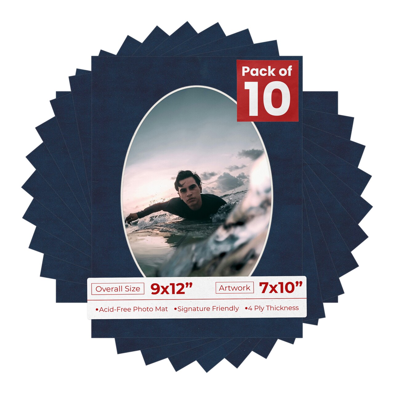 Navy Suede Mat Board for 9x12 Frames - Oval Opening for 7x10 Photos